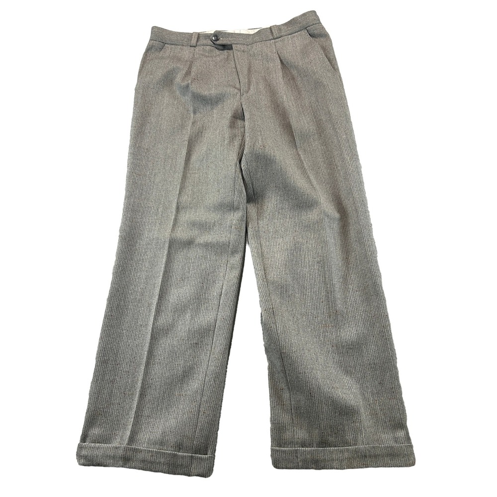 Rodin Dress Pants Mens 33x29 Gray Vintage Pleated Cuffed Made in Italy Trousers